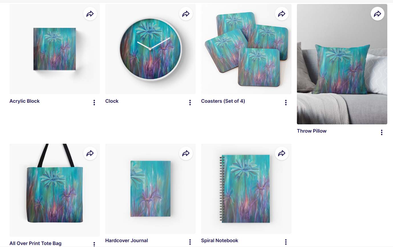 field of daisies on notebooks, bags, clocks on redbubble